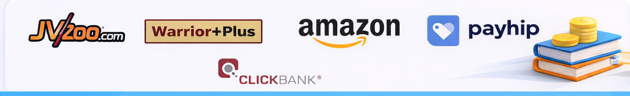 Available on JVZoo, Warrior+Plus, Amazon, Payhip and ClickBank